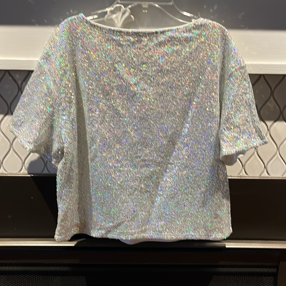 sparkle glitter sequin flashy bling t-shirt top shortsleeve - Picture 3 of 3